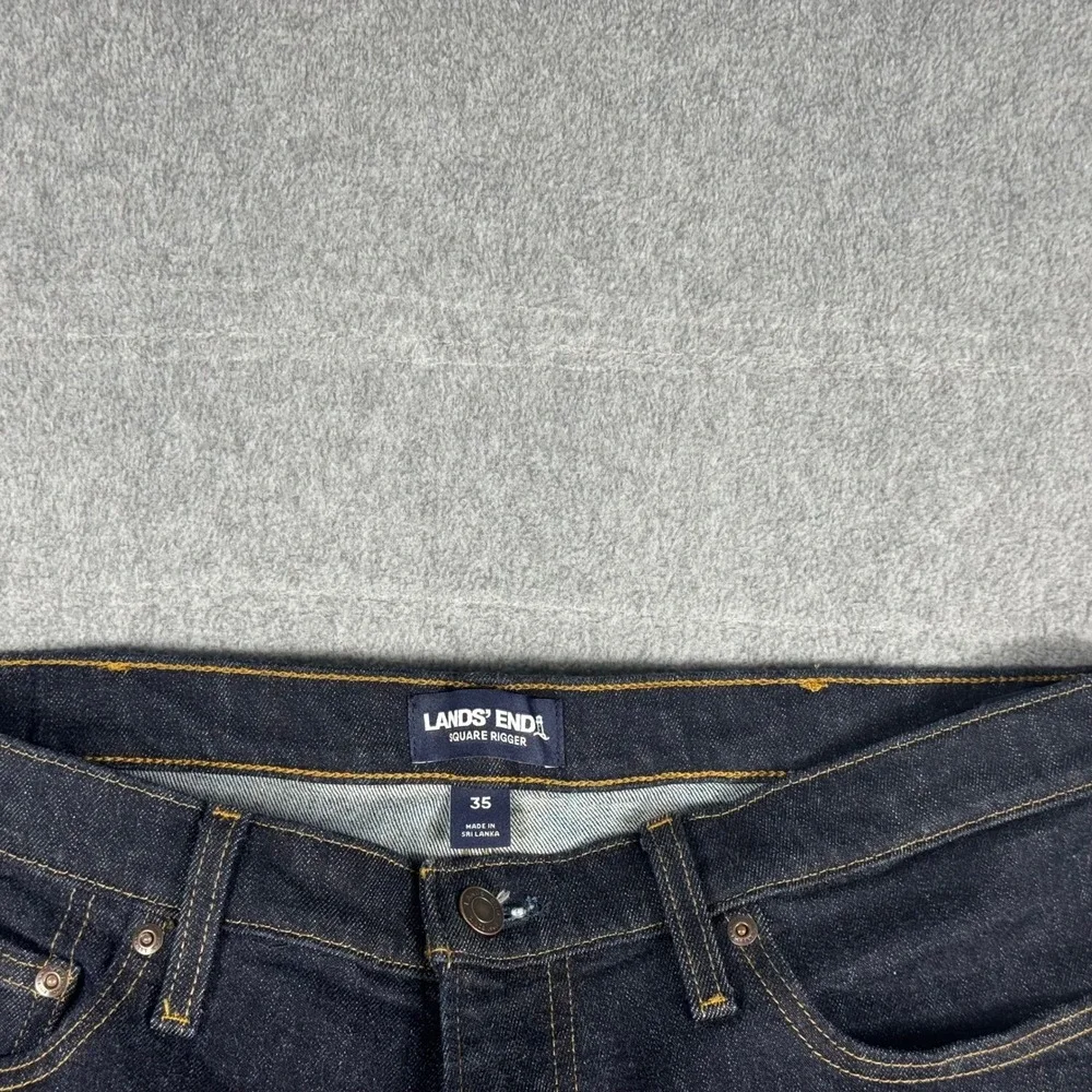 Lands' End Square Rigger Jeans Blue Dark Wash Straight Denim Mens 36x30